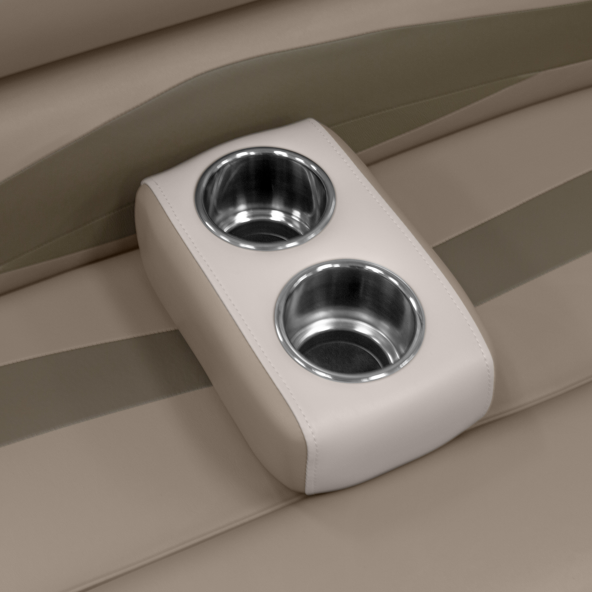 Wise 3059-1884 Pontoon Double Drink Holder with Stainless Steel Cup Holders Platinum / Mocha Java