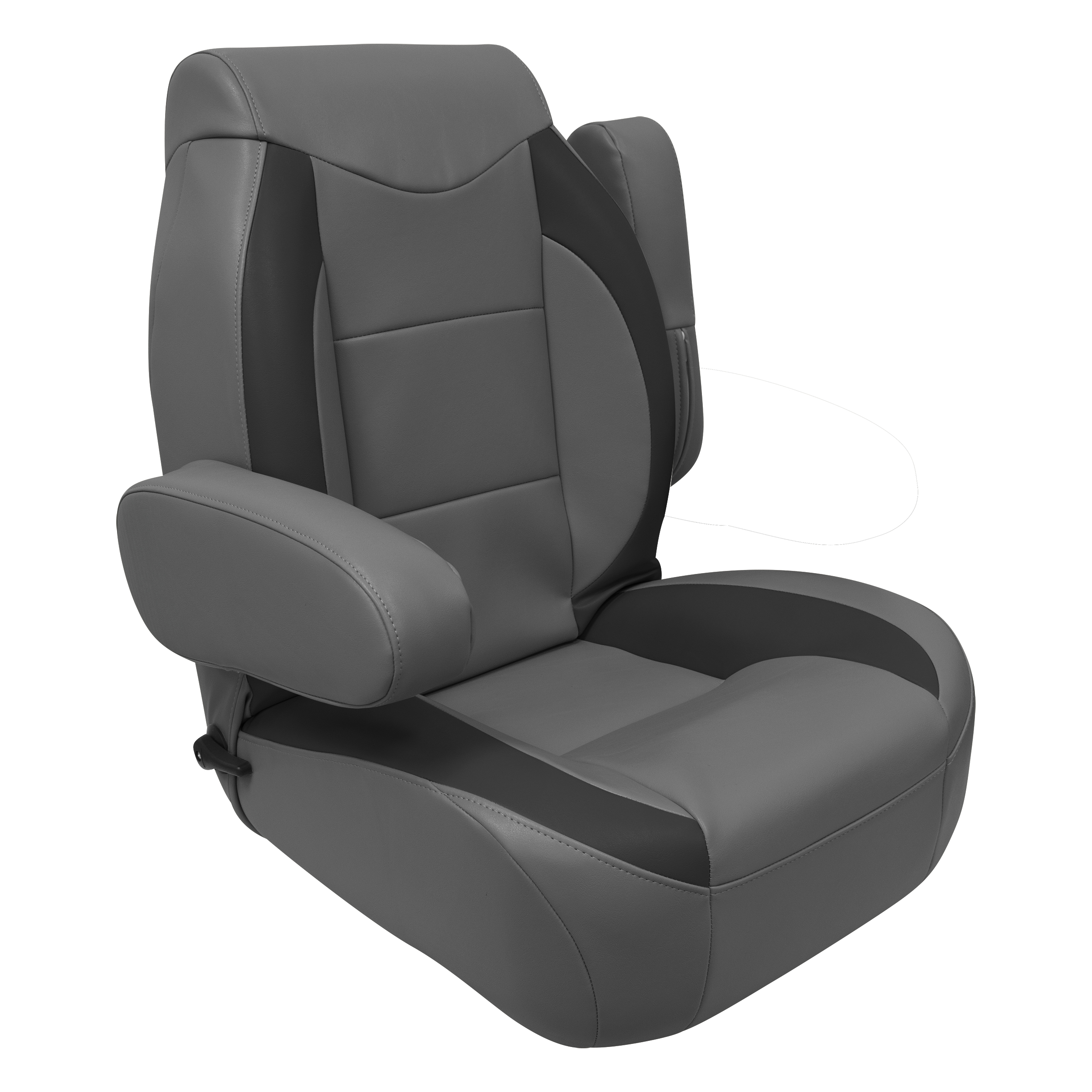 Wise 3126-1890 Premier Series High Back Pontoon Reclining Helm with Flip Up Arm Rests, Slate / Dark Neutral
