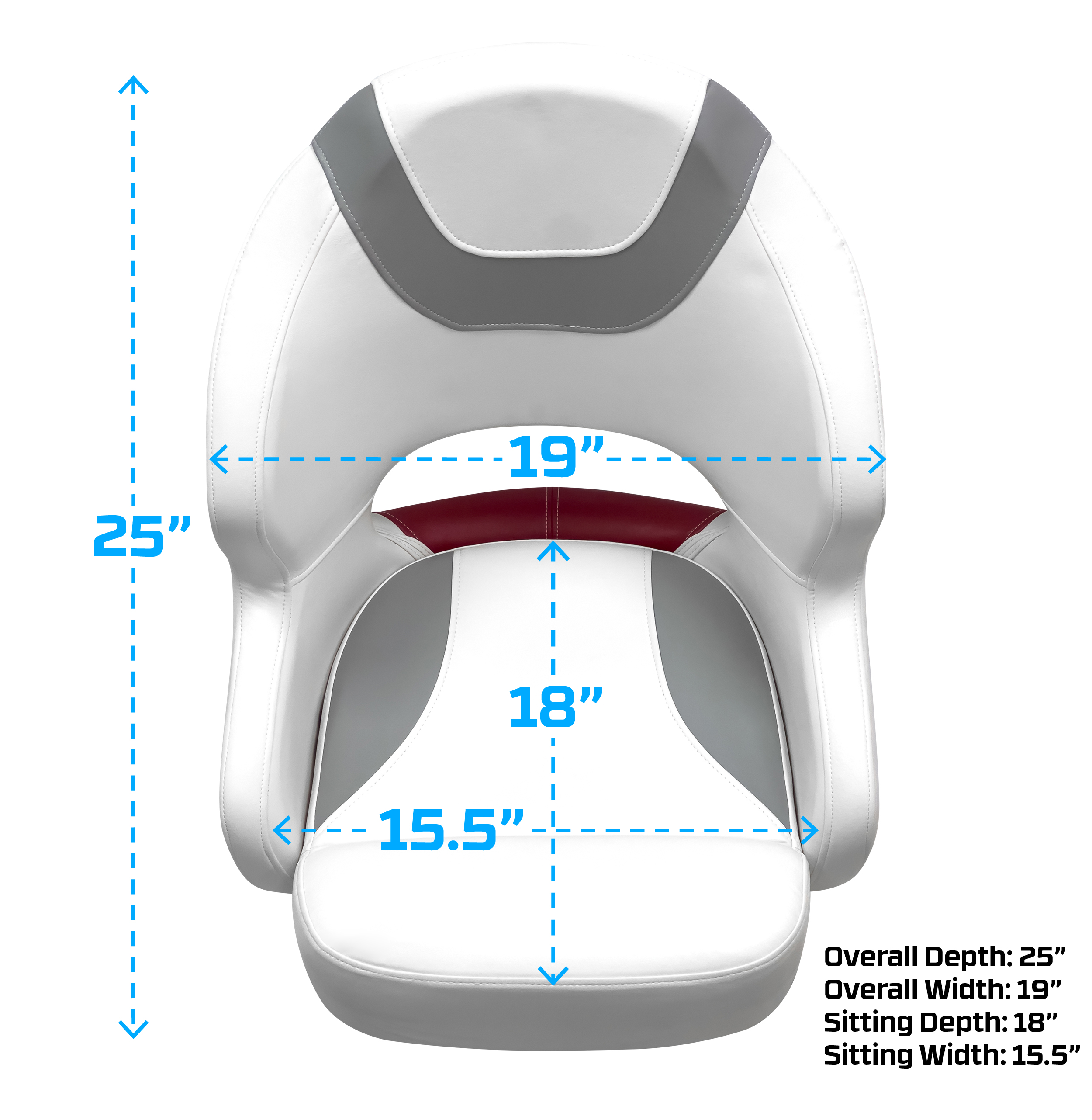 Wise 3314-1774 Baja Series Bucket Seat – Brite White / Grey / Dark Red