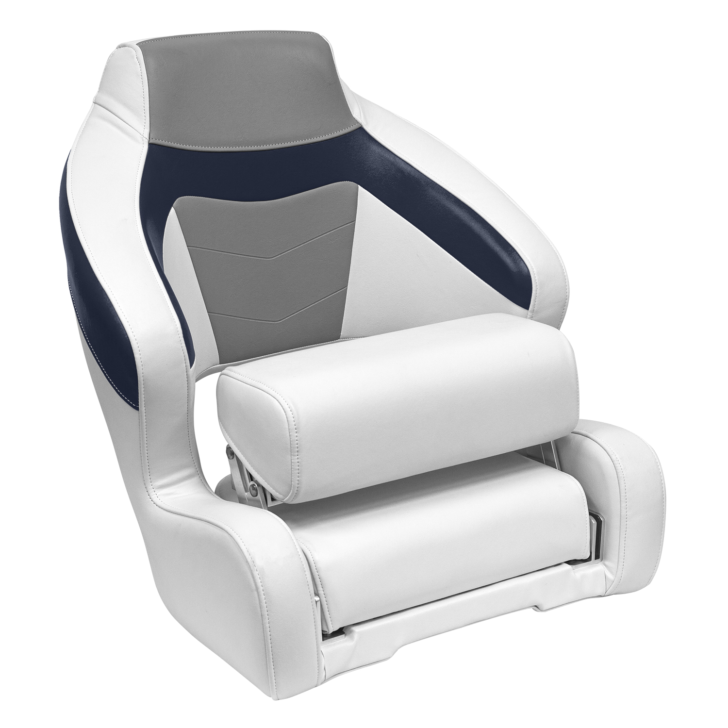 Wise 3338-1773 BAJA XL Bucket Seat with Flip Up Bolster Brite White / Marble Grey / Midnight Navy