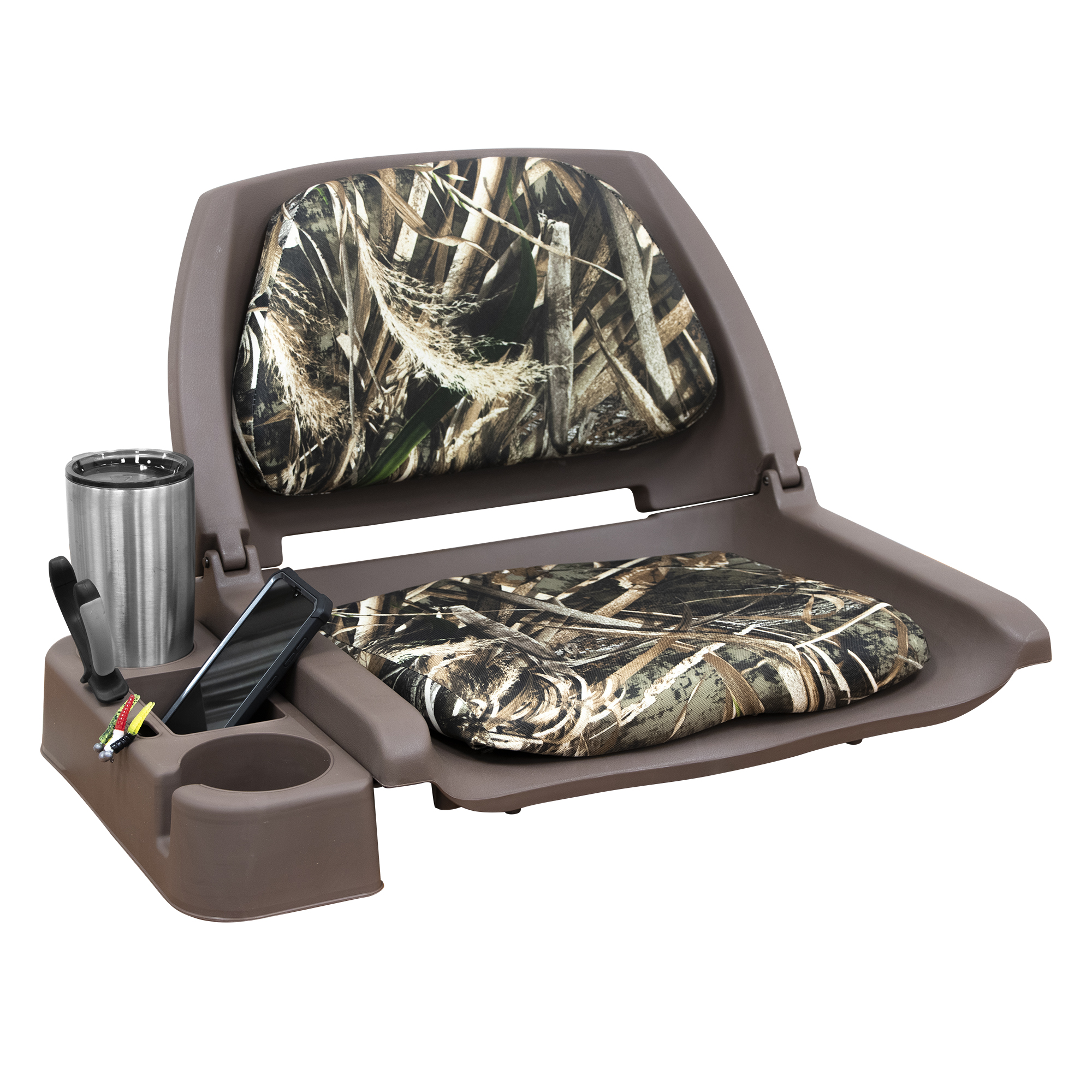 Wise 8WD139CLS-B-733 Molded Fishing Boat Seat with Cordura Camo Cushion Pads Brown Shell / Realtree Max 5