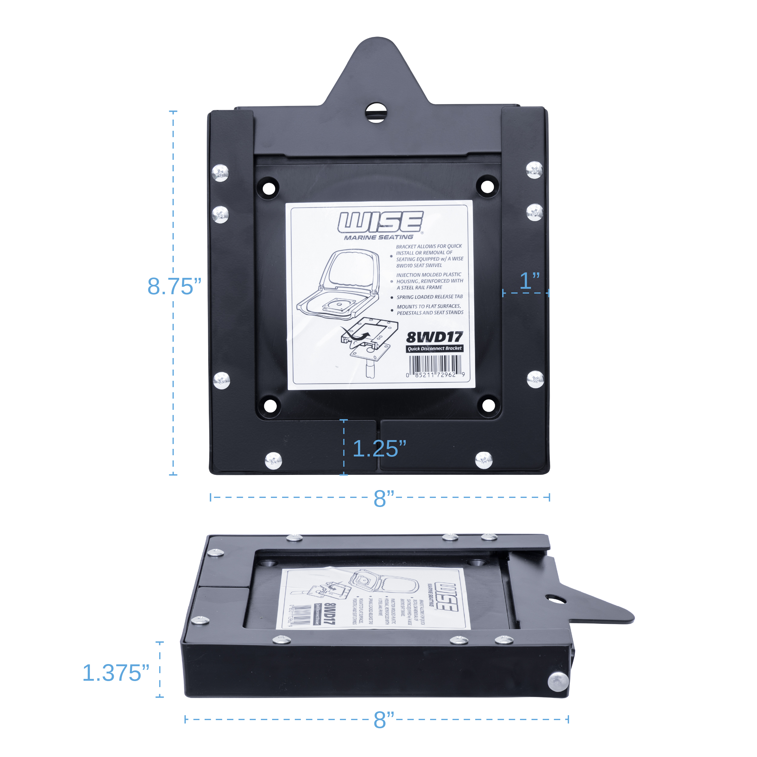 Wise 8WD17 Quick Disconnect Bracket for Boat Seat Swivel – Fits 6″ Swivel