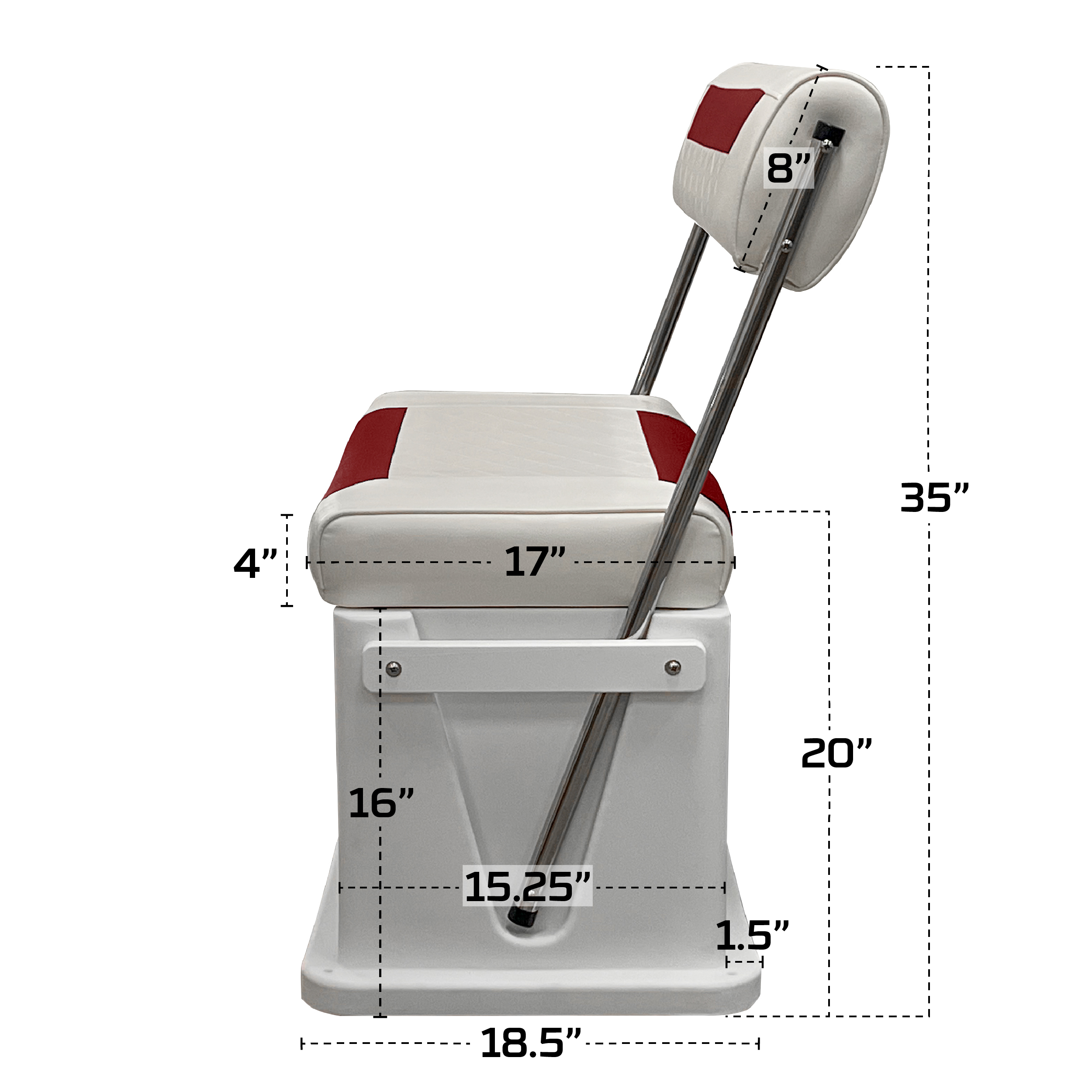 Wise 8WD437-1906 Premium Swingback Cooler/Storage Seat, 62 Quart, White / Crimson Red