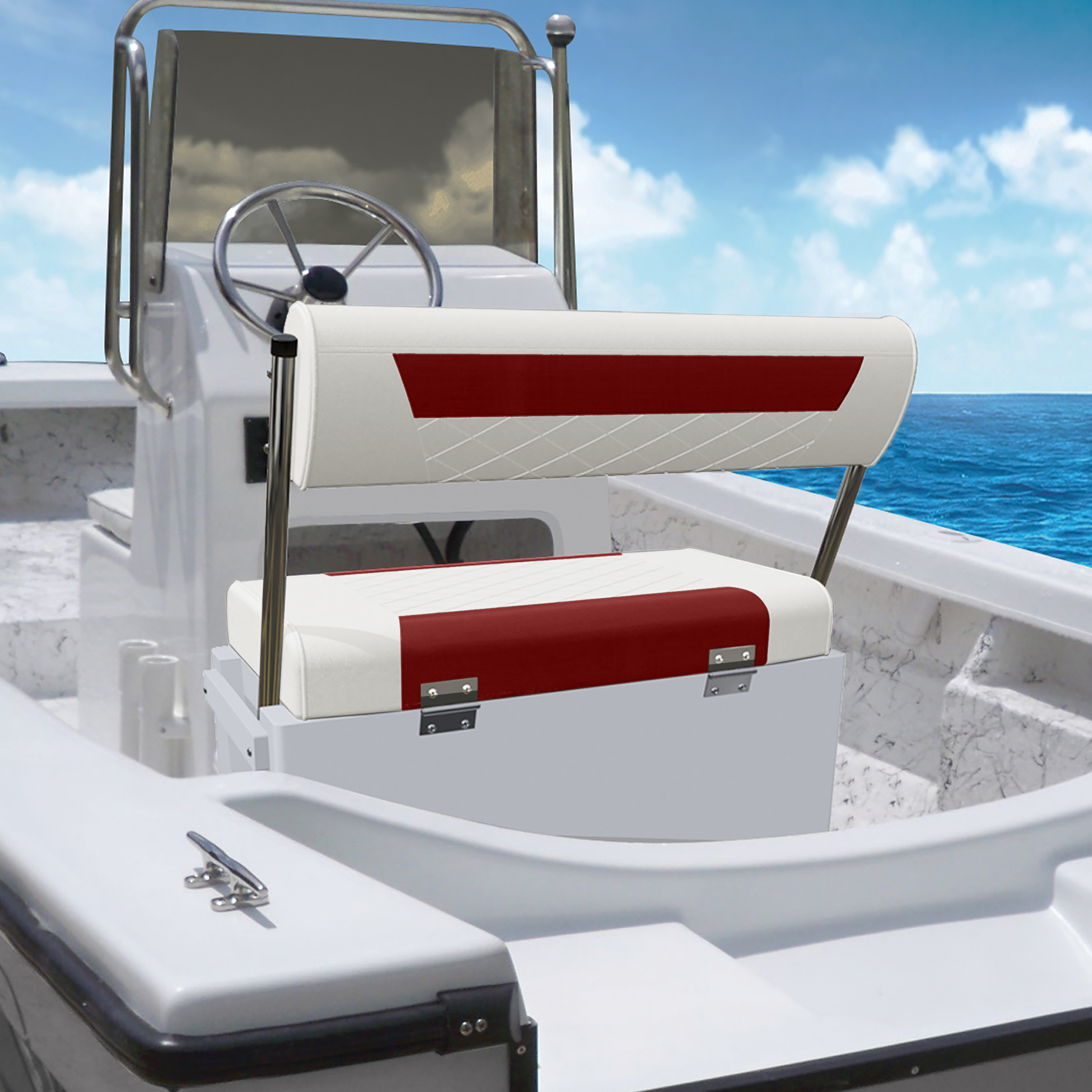 Wise 8WD437-1906 Premium Swingback Cooler/Storage Seat, 62 Quart, White / Crimson Red