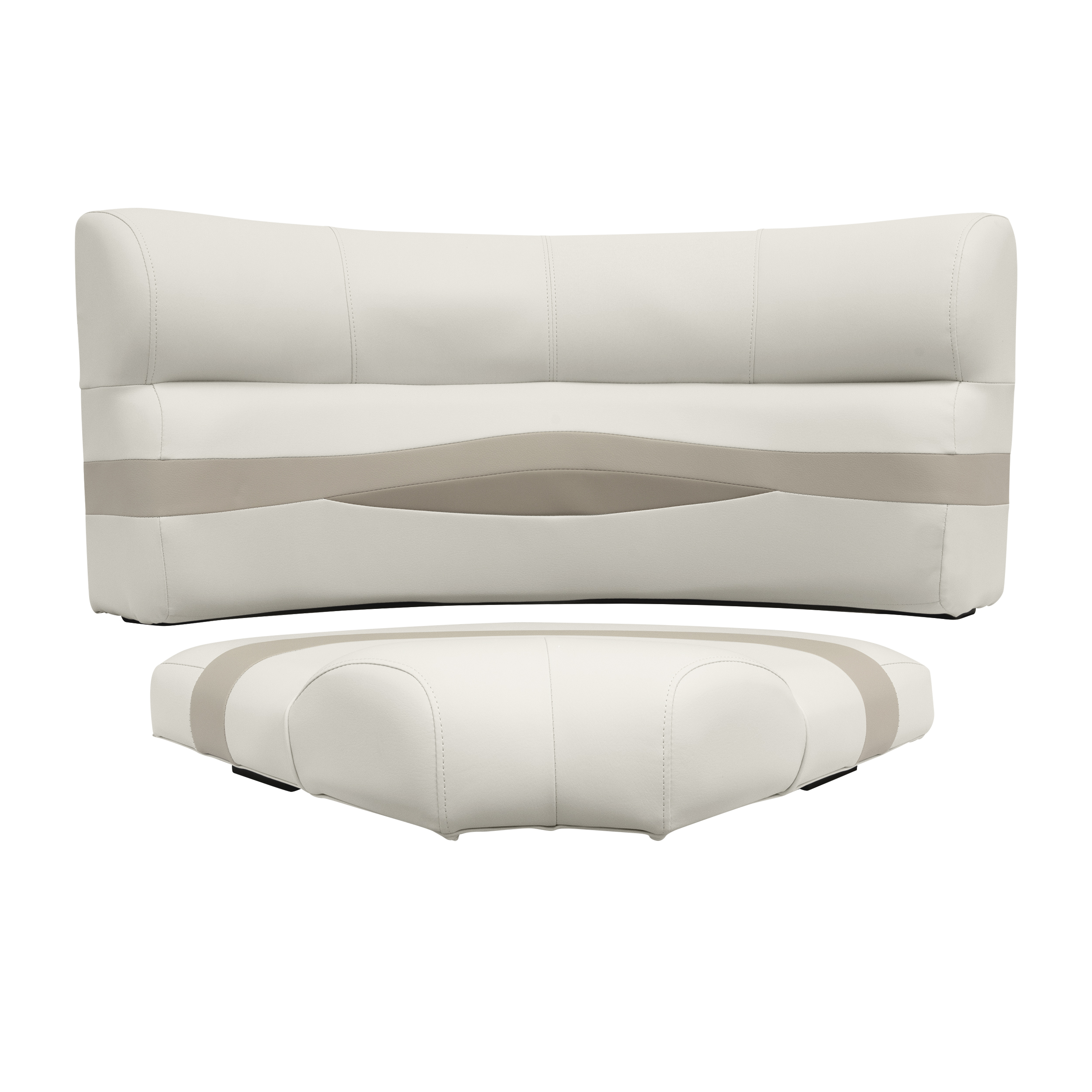 Wise BM11002-1066 Premier Series Pontoon 32″ Bow Radius Corner Cushion Set – Platinum / Mocha Java / Khaki