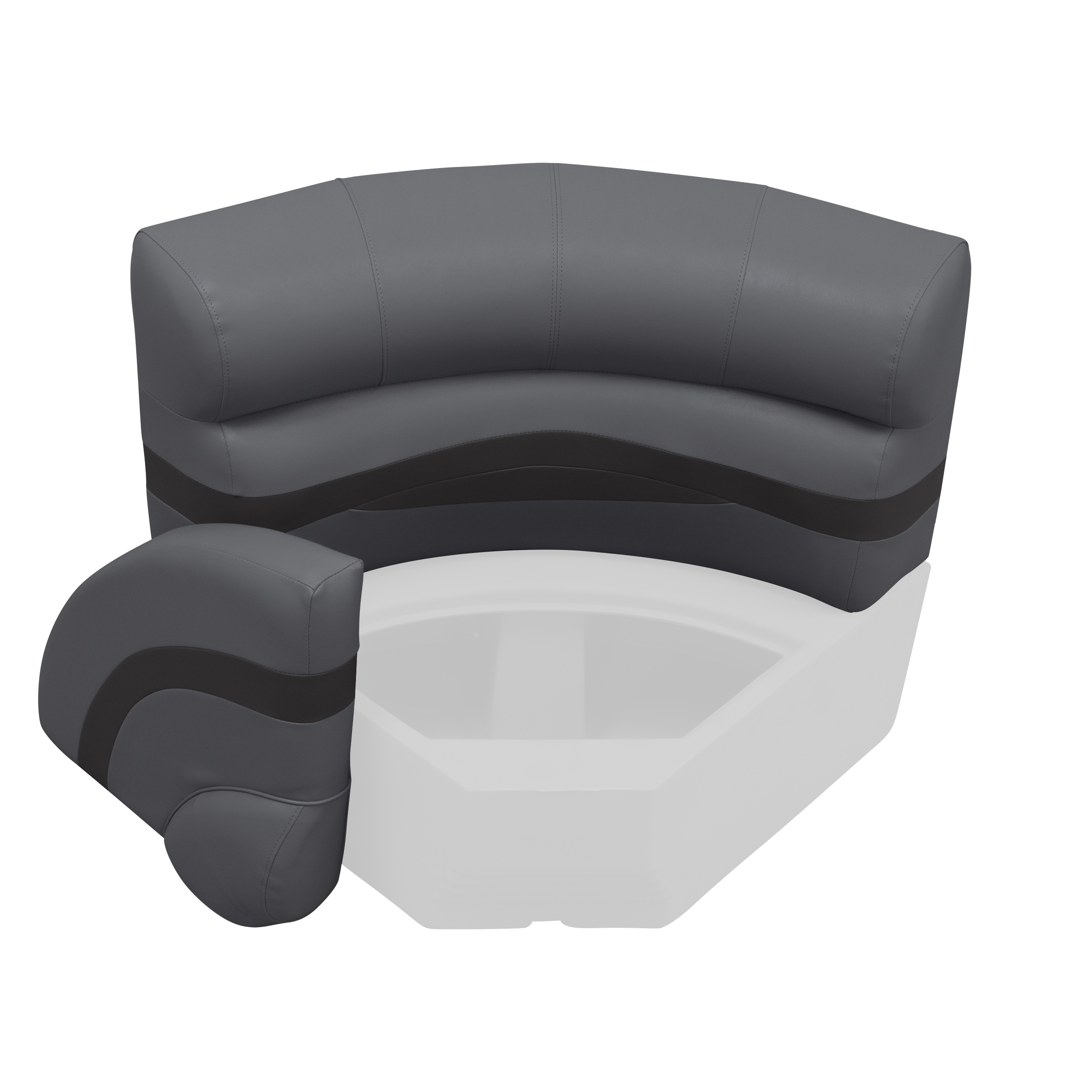 Wise BM11028-1890 Premier Series Pontoon 28″ Radius Corner Cushion Set – Slate / Dark Neutral