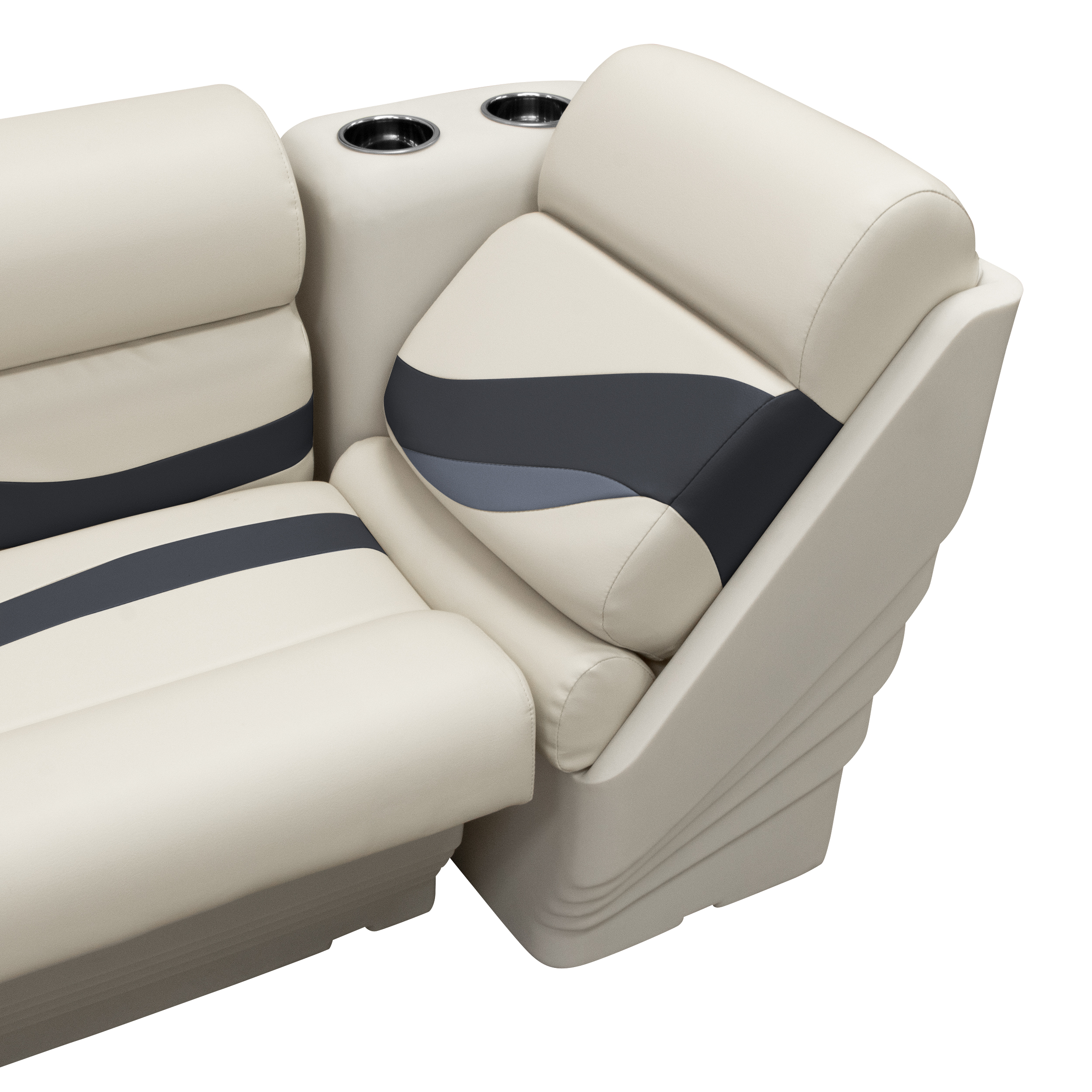 Wise BM13006L-986 Premier Series Pontoon Lean Back Recliner – Left Radius Platinum / Spectra Navy / Cobalt