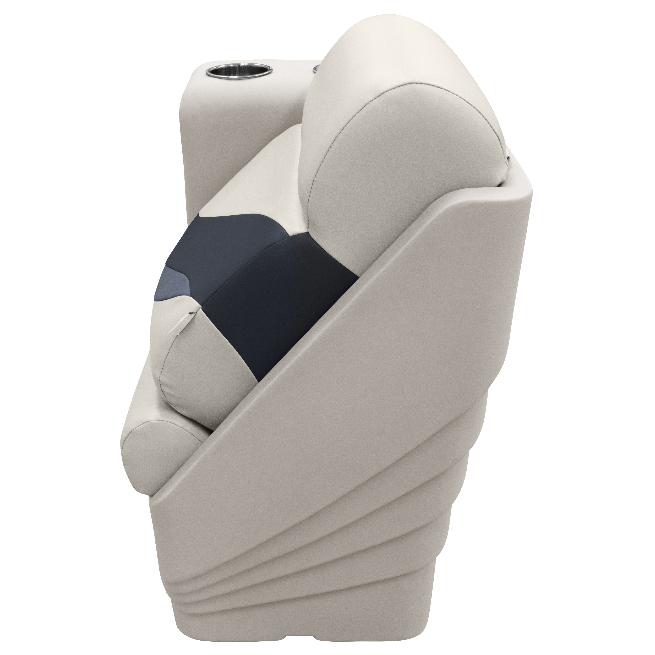 Wise BM13006L-986 Premier Series Pontoon Lean Back Recliner – Left Radius Platinum / Spectra Navy / Cobalt