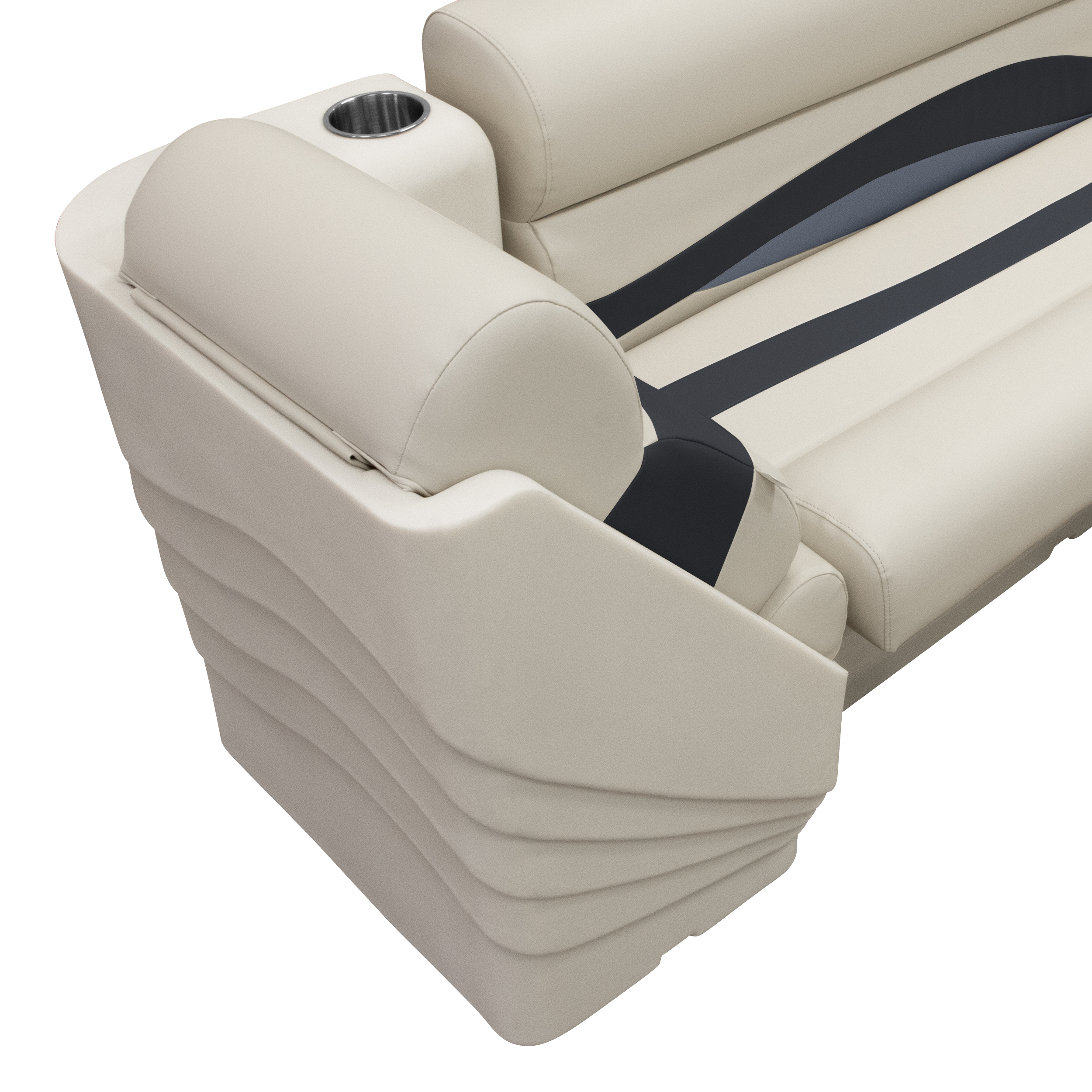 Wise BM13006R-986 Premier Series Pontoon Lean Back Recliner – Right Radius Platinum / Spectra Navy / Cobalt